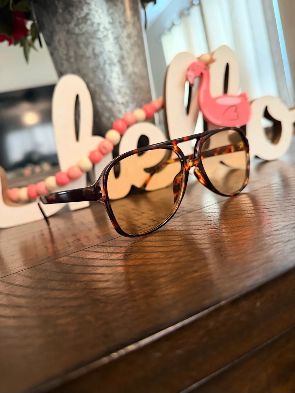 Tortoiseshell Aviator Sunglasses - Brown Gradient Lenses